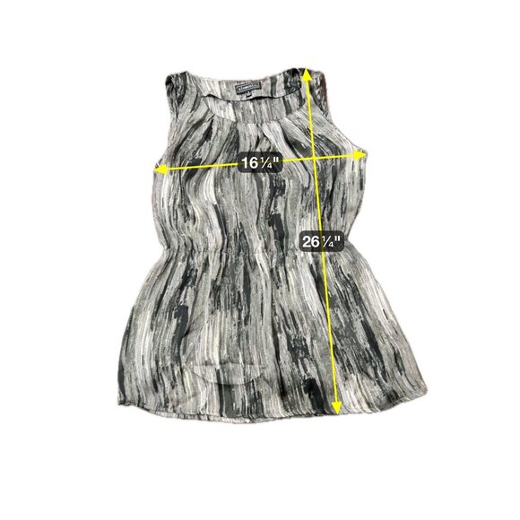 Elementz Womens Sleeveless Abstract Black Silver Print Peplum Dress Sz Small - Picture 9 of 10